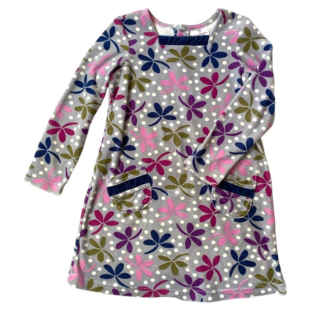 HANNA ANDERSSON Dress Aline Long Sleeve Holiday Party Velvet Velour Pink Purple